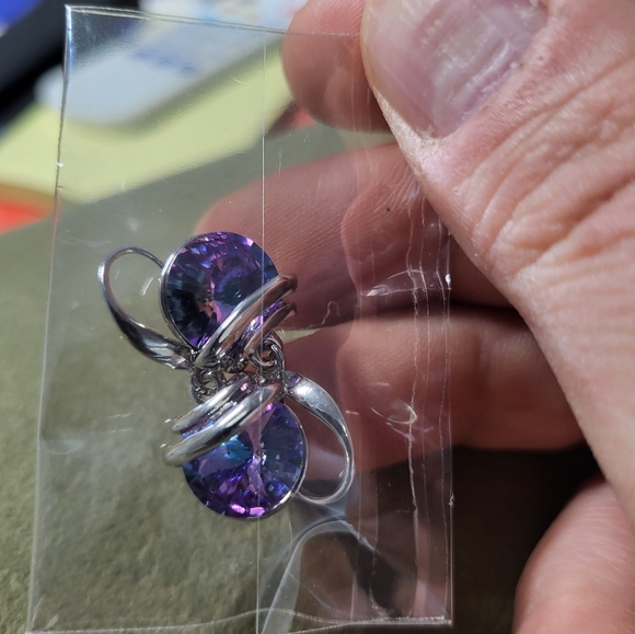 Callura Vitrail Light Wrapped Drop Earrings W Swarovski Crystals,Purple/Blue, 1" - Picture 8 of 16
